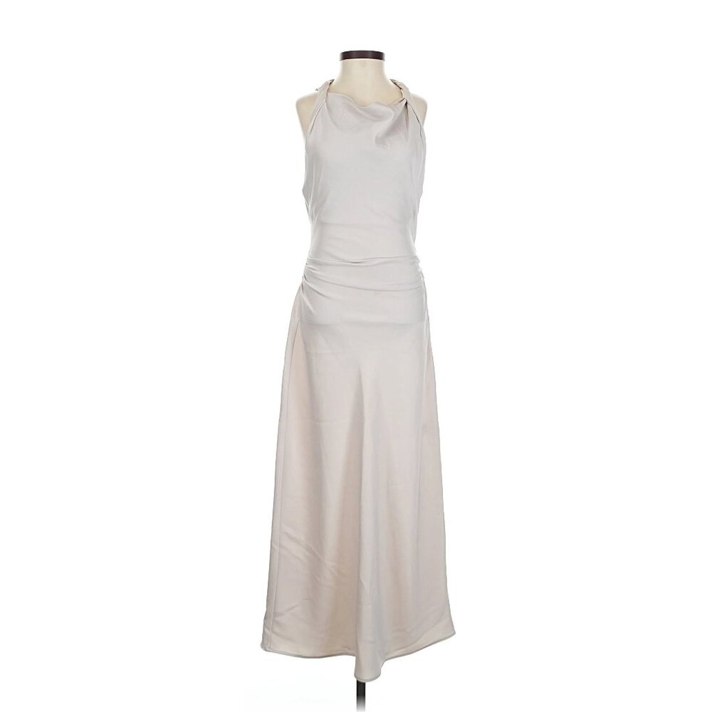 NEW Zara satin midi dress with gathering in cava, Size XS, $88 - Picture 4 of 7